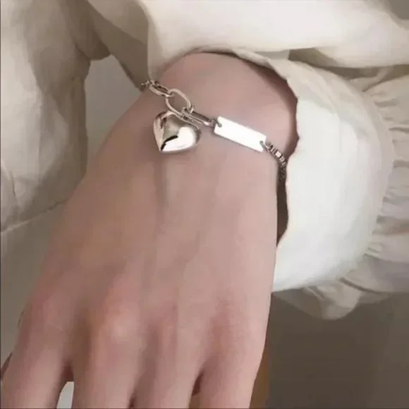 HEART 925 STERLING SILVER BRACELET, NICE BRACELET, CUTE BRACELET - Picture 2 of 5